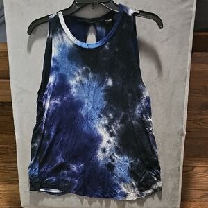 Interval Women's Blue Tie-Dye Sleeveless Tank Top